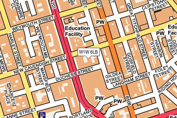 W1W 6LB map - OS OpenMap – Local (Ordnance Survey)