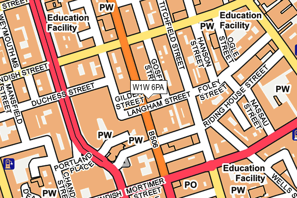 W1W 6PA map - OS OpenMap – Local (Ordnance Survey)