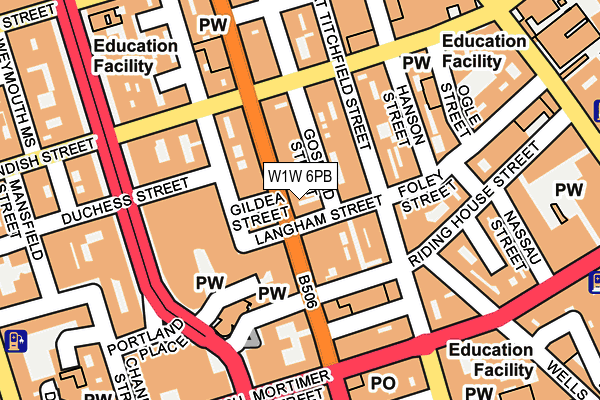 W1W 6PB map - OS OpenMap – Local (Ordnance Survey)