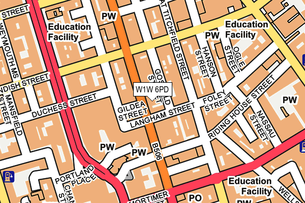 W1W 6PD map - OS OpenMap – Local (Ordnance Survey)
