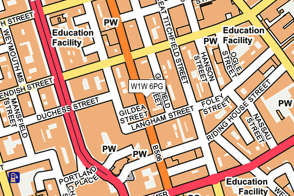 W1W 6PG map - OS OpenMap – Local (Ordnance Survey)