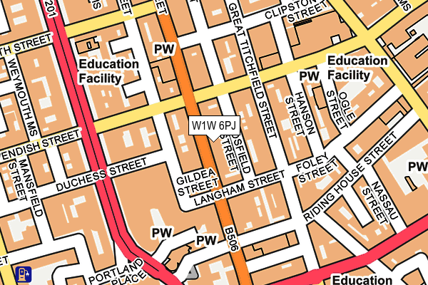 W1W 6PJ map - OS OpenMap – Local (Ordnance Survey)