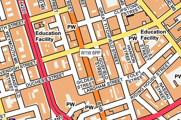 W1W 6PP map - OS OpenMap – Local (Ordnance Survey)