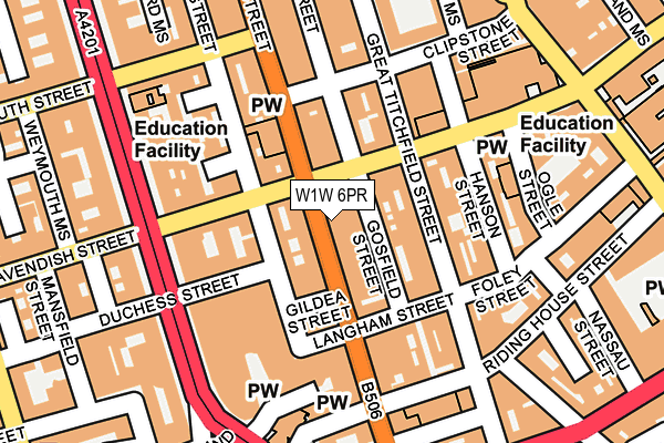 W1W 6PR map - OS OpenMap – Local (Ordnance Survey)