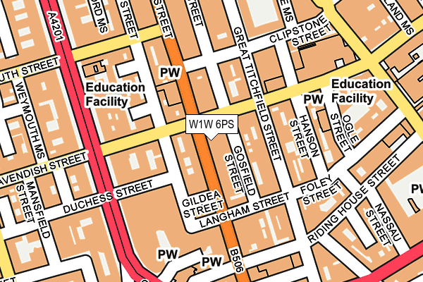 W1W 6PS map - OS OpenMap – Local (Ordnance Survey)