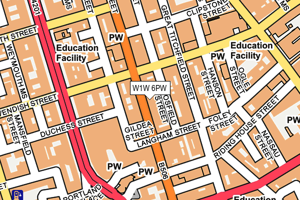 W1W 6PW map - OS OpenMap – Local (Ordnance Survey)