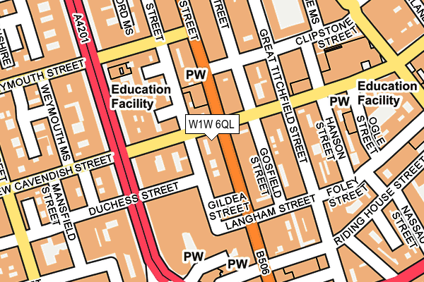 W1W 6QL map - OS OpenMap – Local (Ordnance Survey)