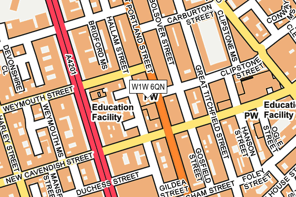 W1W 6QN map - OS OpenMap – Local (Ordnance Survey)