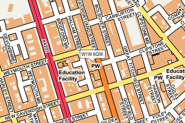 W1W 6QW map - OS OpenMap – Local (Ordnance Survey)