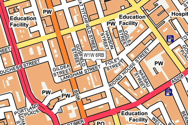 W1W 6RB map - OS OpenMap – Local (Ordnance Survey)