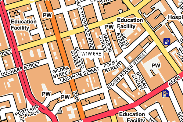 W1W 6RE map - OS OpenMap – Local (Ordnance Survey)