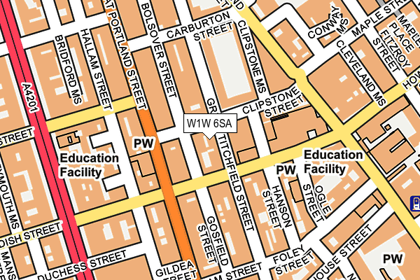 W1W 6SA map - OS OpenMap – Local (Ordnance Survey)