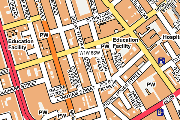 W1W 6SW map - OS OpenMap – Local (Ordnance Survey)
