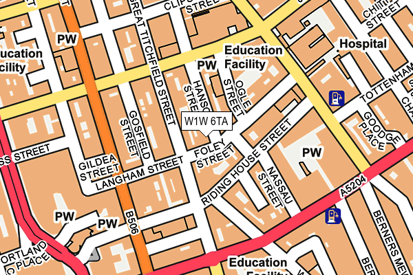 W1W 6TA map - OS OpenMap – Local (Ordnance Survey)