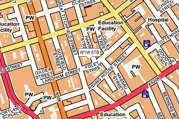 W1W 6TB map - OS OpenMap – Local (Ordnance Survey)