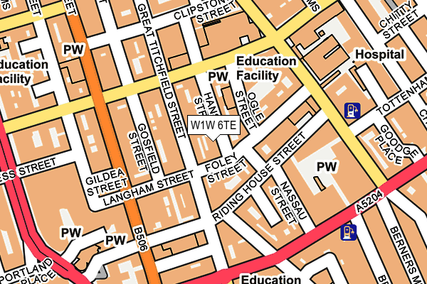 W1W 6TE map - OS OpenMap – Local (Ordnance Survey)