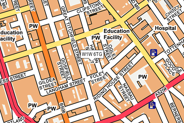 W1W 6TG map - OS OpenMap – Local (Ordnance Survey)