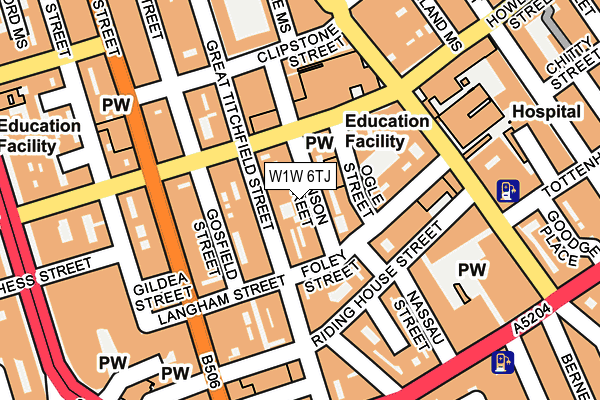 W1W 6TJ map - OS OpenMap – Local (Ordnance Survey)
