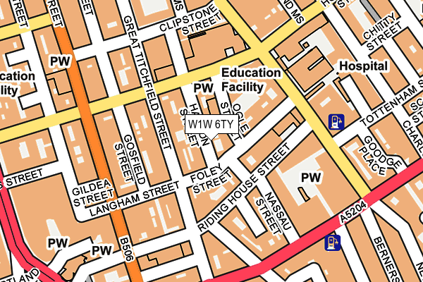W1W 6TY map - OS OpenMap – Local (Ordnance Survey)