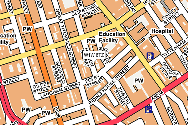 W1W 6TZ map - OS OpenMap – Local (Ordnance Survey)