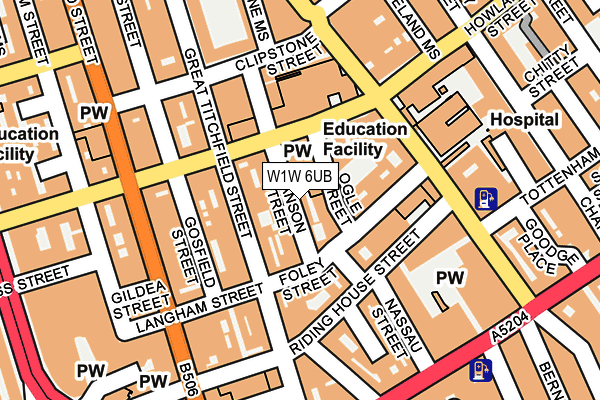 W1W 6UB map - OS OpenMap – Local (Ordnance Survey)