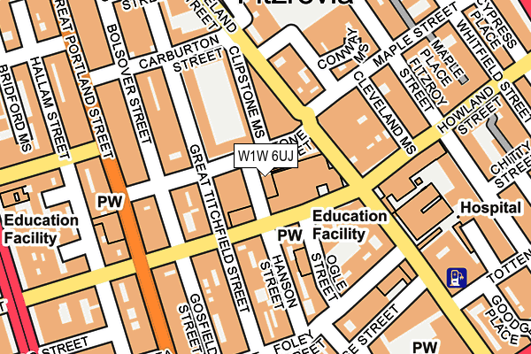 W1W 6UJ map - OS OpenMap – Local (Ordnance Survey)