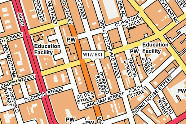 W1W 6XT map - OS OpenMap – Local (Ordnance Survey)