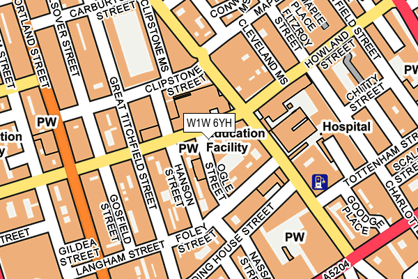W1W 6YH map - OS OpenMap – Local (Ordnance Survey)