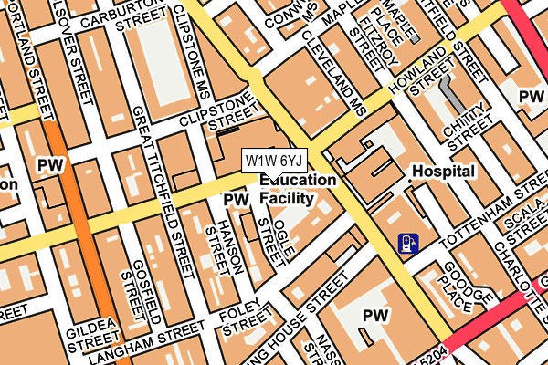 W1W 6YJ map - OS OpenMap – Local (Ordnance Survey)