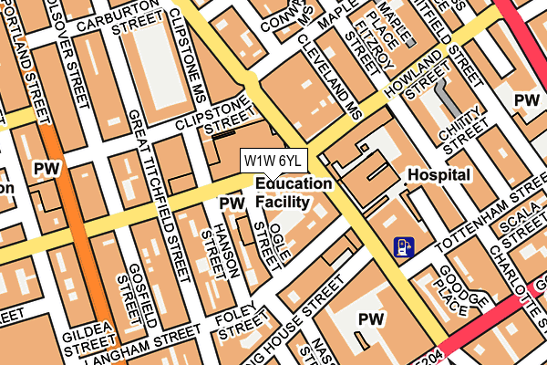 W1W 6YL map - OS OpenMap – Local (Ordnance Survey)
