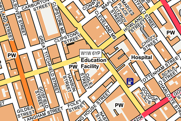 W1W 6YP map - OS OpenMap – Local (Ordnance Survey)