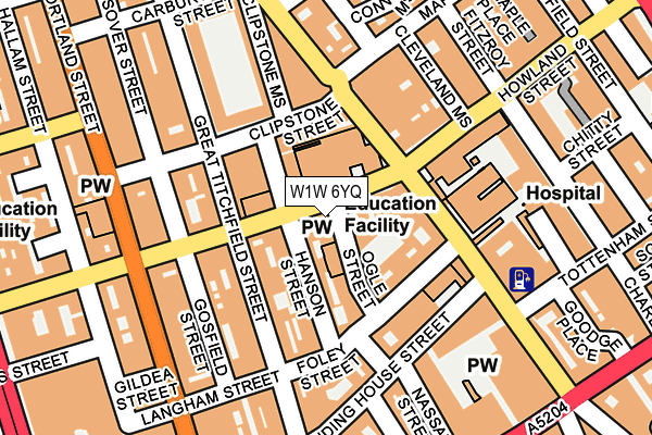 W1W 6YQ map - OS OpenMap – Local (Ordnance Survey)