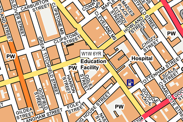 W1W 6YR map - OS OpenMap – Local (Ordnance Survey)