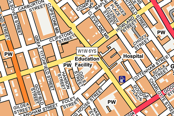 W1W 6YS map - OS OpenMap – Local (Ordnance Survey)