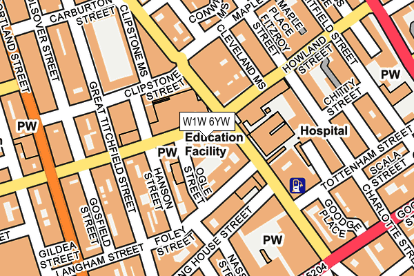 W1W 6YW map - OS OpenMap – Local (Ordnance Survey)