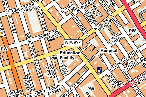 W1W 6YX map - OS OpenMap – Local (Ordnance Survey)