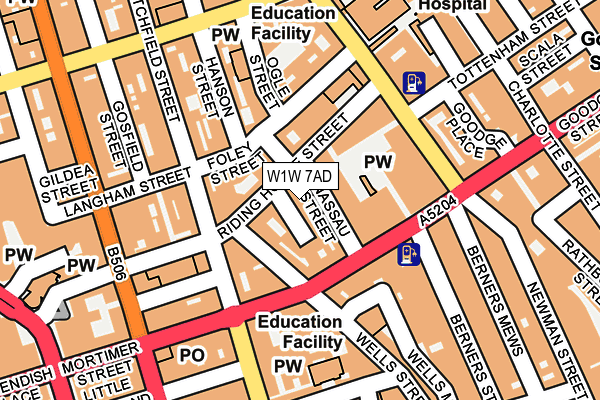 W1W 7AD map - OS OpenMap – Local (Ordnance Survey)