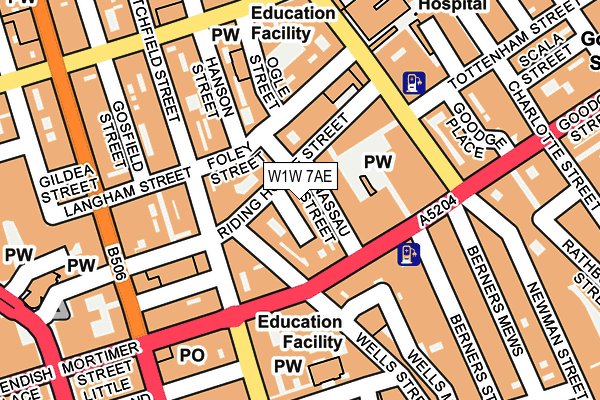 W1W 7AE map - OS OpenMap – Local (Ordnance Survey)