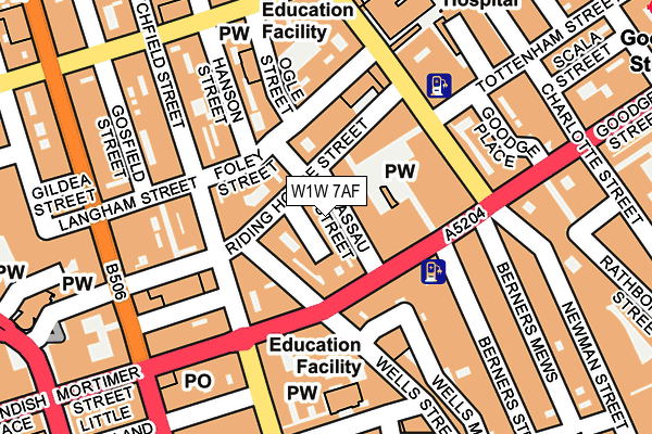 W1W 7AF map - OS OpenMap – Local (Ordnance Survey)