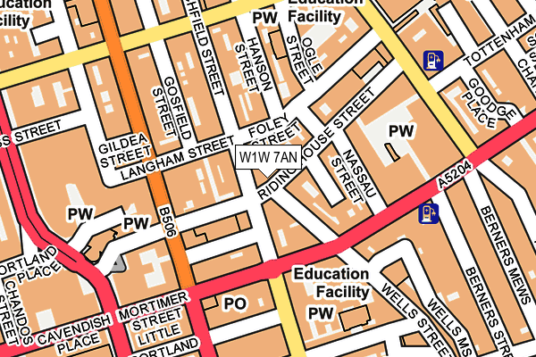 W1W 7AN map - OS OpenMap – Local (Ordnance Survey)