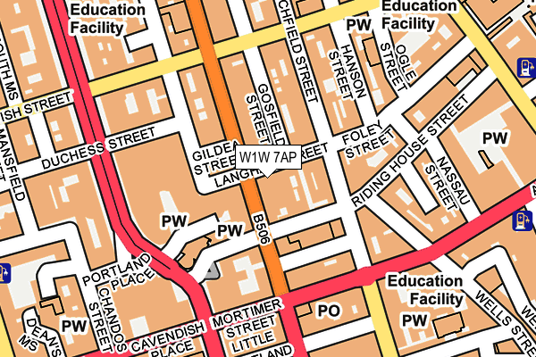 W1W 7AP map - OS OpenMap – Local (Ordnance Survey)