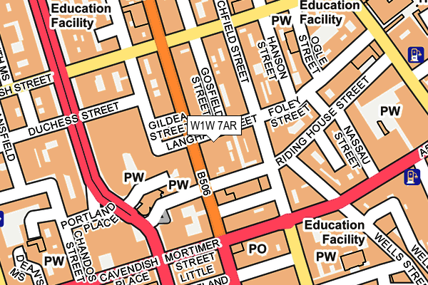W1W 7AR map - OS OpenMap – Local (Ordnance Survey)