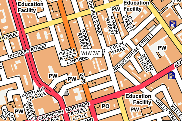 W1W 7AT map - OS OpenMap – Local (Ordnance Survey)