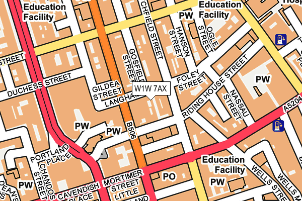 W1W 7AX map - OS OpenMap – Local (Ordnance Survey)