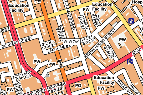 W1W 7AY map - OS OpenMap – Local (Ordnance Survey)