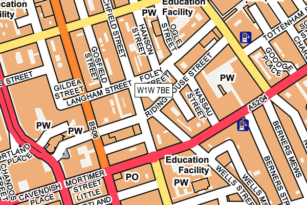 W1W 7BE map - OS OpenMap – Local (Ordnance Survey)