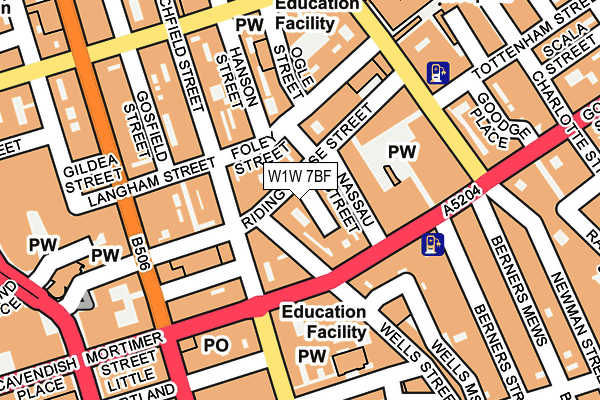 W1W 7BF map - OS OpenMap – Local (Ordnance Survey)