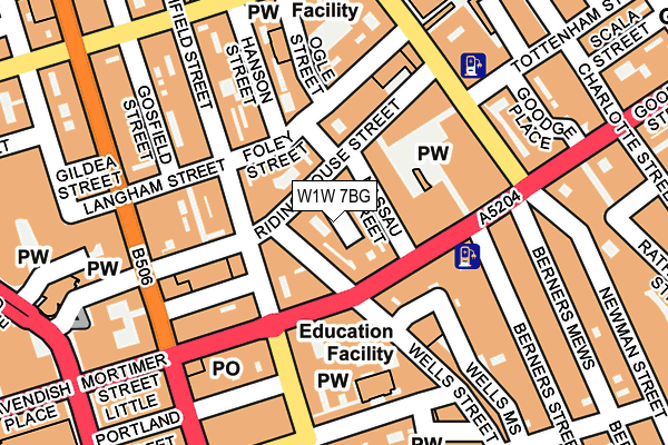 W1W 7BG map - OS OpenMap – Local (Ordnance Survey)