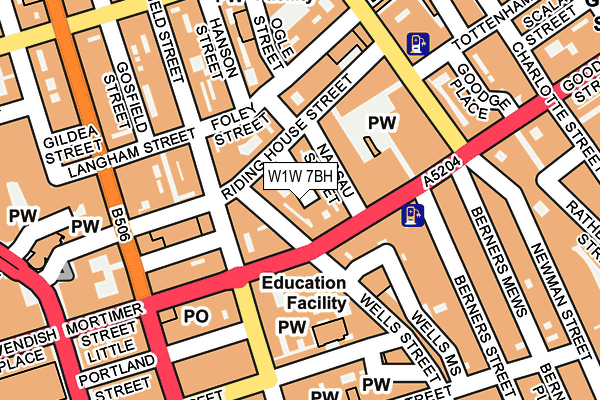 W1W 7BH map - OS OpenMap – Local (Ordnance Survey)
