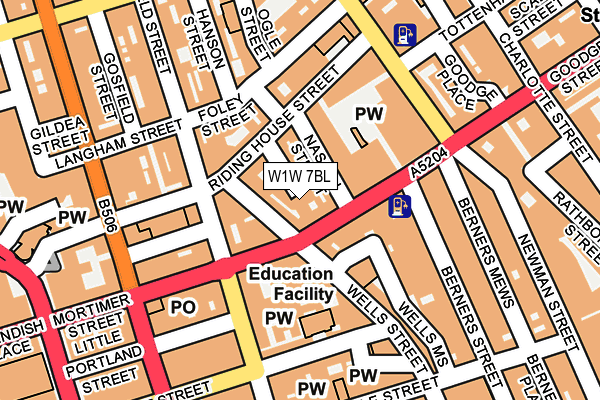 W1W 7BL map - OS OpenMap – Local (Ordnance Survey)